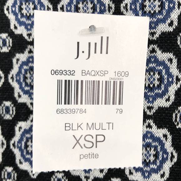 J. Jill Wearever Collection Black Floral Medallion Jacquard Ballet Sleeve Top - Picture 5 of 8